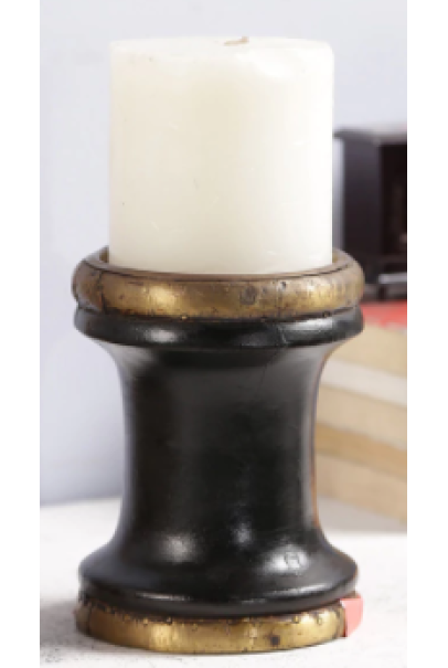 Black Solid Wood Candle Holder